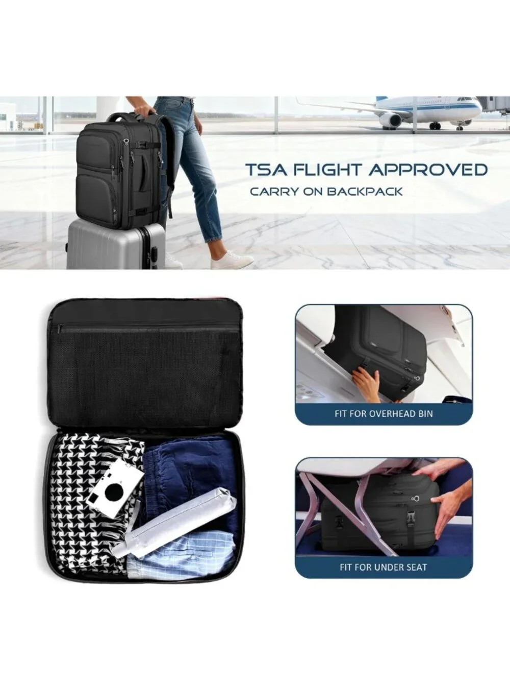 TSA-Approved Travel Backpack for Men, Stylish Carry-On Bag for Flights